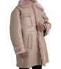 Dolce & Gabbana Beige Pink Lamb Leather Shearling Coat Jacket