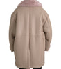 Dolce & Gabbana Beige Pink Lamb Leather Shearling Coat Jacket