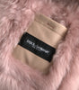 Dolce & Gabbana Beige Pink Lamb Leather Shearling Coat Jacket