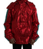 Dolce & Gabbana Red Nylon Hooded Pullover Sweatshirt Jacket