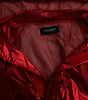 Dolce & Gabbana Red Nylon Hooded Pullover Sweatshirt Jacket