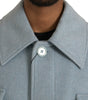 Dolce & Gabbana Light Blue Wool Button Trench Coat Jacket