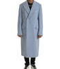 Dolce & Gabbana Blue Double Breasted Long Trench Coat Jacket