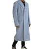 Dolce & Gabbana Blue Double Breasted Long Trench Coat Jacket