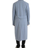 Dolce & Gabbana Blue Double Breasted Long Trench Coat Jacket