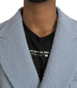 Dolce & Gabbana Blue Double Breasted Long Trench Coat Jacket
