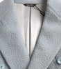 Dolce & Gabbana Blue Double Breasted Long Trench Coat Jacket