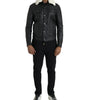 Dolce & Gabbana Black Leather Fur Collar Biker Coat Jacket