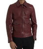 Dolce & Gabbana Maroon Exotic Leather Zip Biker Coat Jacket