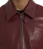 Dolce & Gabbana Maroon Exotic Leather Zip Biker Coat Jacket