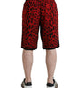 Bermuda en viscose à imprimé léopard rouge Dolce &amp; Gabbana