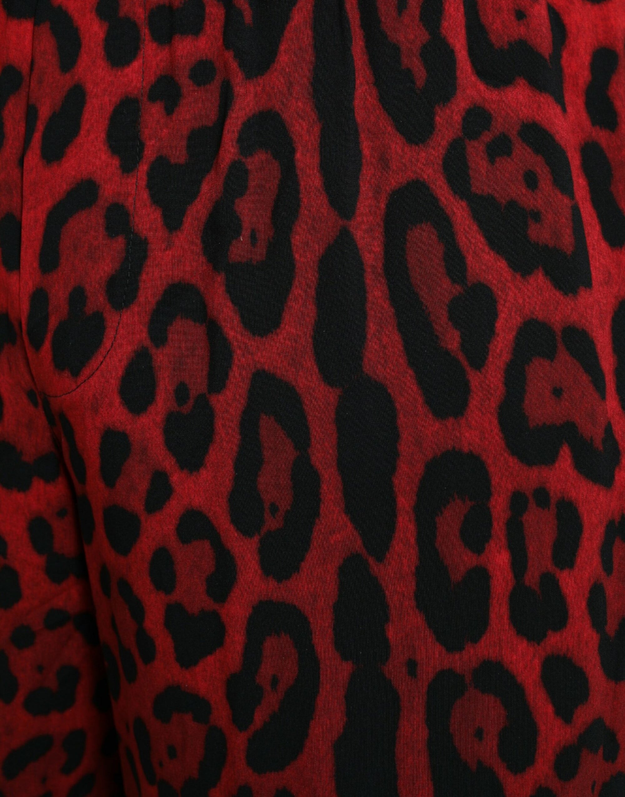 Bermuda en viscose à imprimé léopard rouge Dolce &amp; Gabbana