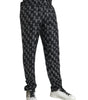 Dolce & Gabbana Black Horseshoe Print Silk Pants