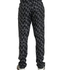 Dolce & Gabbana Black Horseshoe Print Silk Pants