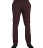 Dolce & Gabbana Maroon Wool Men Slim Fit Dress Pants