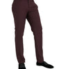 Dolce & Gabbana Maroon Wool Men Slim Fit Dress Pants