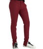 Dolce & Gabbana Red Wool Men Slim Fit Dress Pants