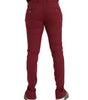 Dolce & Gabbana Red Wool Men Slim Fit Dress Pants