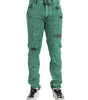 Dolce & Gabbana Green Crystals Cotton Stretch Slim Jeans