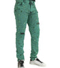 Dolce & Gabbana Green Crystals Cotton Stretch Slim Jeans