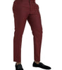 Dolce & Gabbana Maroon Wool Men Skinny Dress Pants