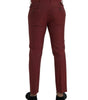 Dolce & Gabbana Maroon Wool Men Skinny Dress Pants