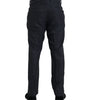 Dolce & Gabbana Blue Brocade Wool Skinny Men Dress Pants