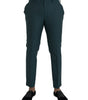 Dolce & Gabbana Green Wool Skinny Slim Dress Pants