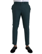 Dolce & Gabbana Green Wool Skinny Slim Dress Pants