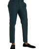 Dolce & Gabbana Green Wool Skinny Slim Dress Pants