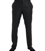 Dolce & Gabbana Black Wool Silk Skinny Dress Pants