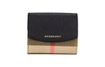 Portefeuille à pression Burberry Luna en cuir grainé noir et toile House Check