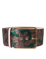 Dolce & Gabbana Multicolor Floral Jacquard Lurex Gold Buckle Belt