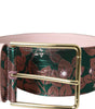 Dolce & Gabbana Multicolor Floral Jacquard Lurex Gold Buckle Belt