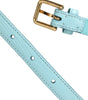 Dolce & Gabbana Light Blue Leather Crystal Chain Waist Belt