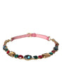 Dolce & Gabbana Pink Leather Crystal Chain Embellished Belt
