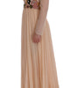 Dolce & Gabbana Pink Silk Floral Crystal Maxi Gown Dress