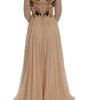 Dolce & Gabbana Pink Silk Floral Crystal Maxi Gown Dress
