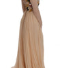Dolce & Gabbana Pink Silk Floral Crystal Maxi Gown Dress
