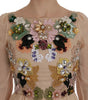 Dolce & Gabbana Pink Silk Floral Crystal Maxi Gown Dress
