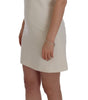 Dolce & Gabbana White Wool Stretch Brooch Shift Dress