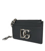 Dolce & Gabbana Black Calfskin Leather DG Logo Card Holder Wallet Men