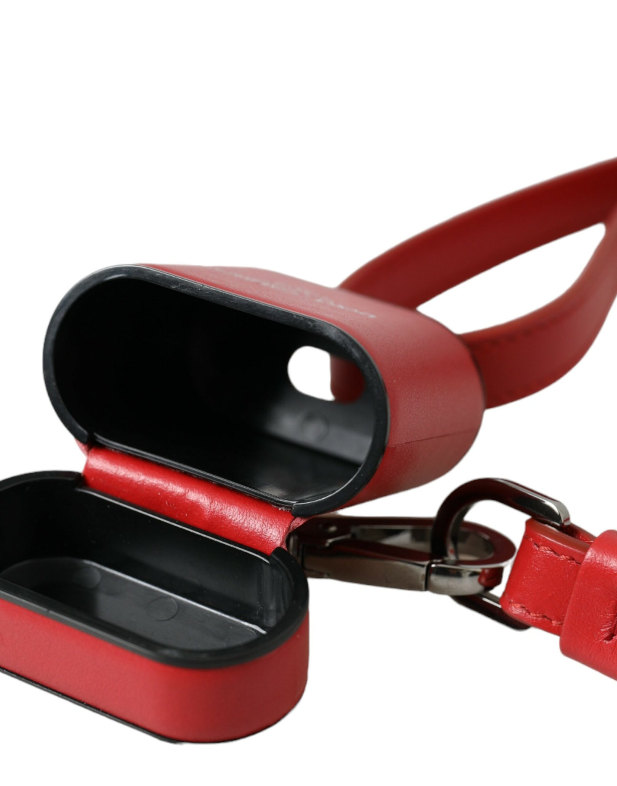 Étui pour Airpods Dolce & Gabbana en cuir de veau rouge avec logo imprimé