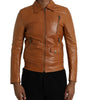 Dolce & Gabbana Brown Lamb Leather Full Zip Blouson Jacket