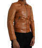 Dolce & Gabbana Brown Lamb Leather Full Zip Blouson Jacket