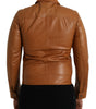 Dolce & Gabbana Brown Lamb Leather Full Zip Blouson Jacket