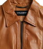 Dolce & Gabbana Brown Lamb Leather Full Zip Blouson Jacket