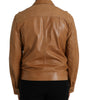 Dolce & Gabbana Brown Lamb Leather Full Zip Blouson Jacket
