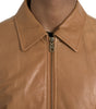 Dolce & Gabbana Brown Lamb Leather Full Zip Blouson Jacket