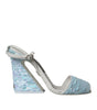Dolce & Gabbana Light Blue Sequin Ankle Strap Sandals Shoes